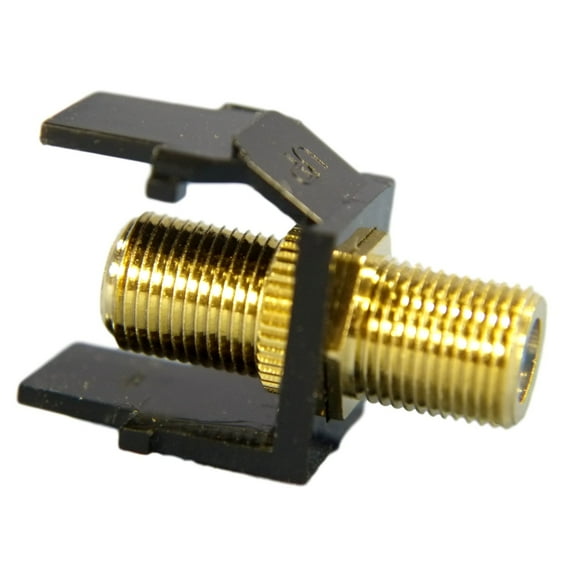 Leviton 40831-E QuickPort F-Type Adapter, Gold-Plated, Black with Blue Center