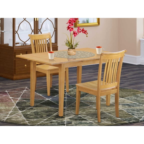 East West Furniture Norfolk 3-piece Traditional Wood Dinette Set in Oak