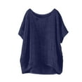 thumbnail image 2 of Fanxing Cotton Linen Tops for Women Loose Fit Beach Casual Work Tops 2025 Summer Short Sleeve Blouse S-2XL, 2 of 5