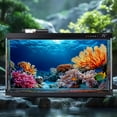 thumbnail image 6 of 3D Coral Reef Aquarium Background, Vibrant Orange Pink Coral Design, Reusable Adhesive Easy Apply, Saltwater Freshwater Fish Tank Decor, HD Ocean Scene, 6 of 9