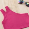 thumbnail image 5 of Lovebay Kids Girls Summer 2-piece Outfit Set One Shoulder Solid Color Tops+Floral Shorts 1-6 Years, 5 of 9