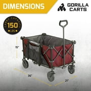 Gorilla Carts Collapsible Folding Wagon Cart, 7 Cu Ft Bed, 150 lb Load Rating, Red