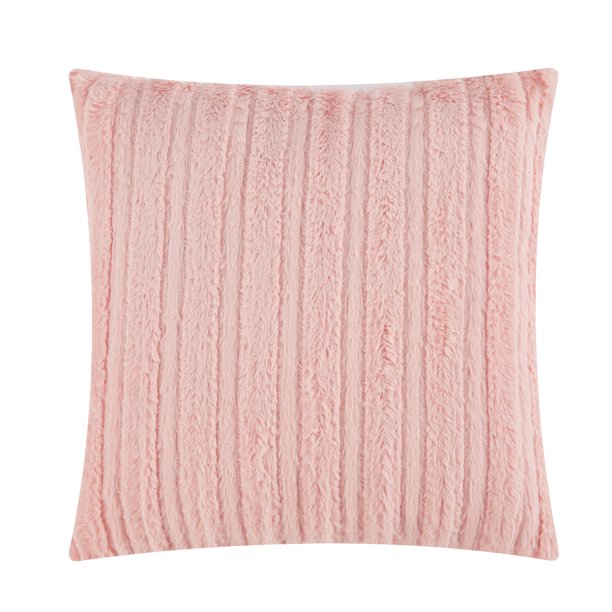 Mainstays Cut Faux Fur Throw Pillow, 18" x 18", Blush