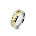 thumbnail image 3 of His Hers Yellow Gold Plated Stainless Steel Cz Wedding Ring Set, 3 of 7