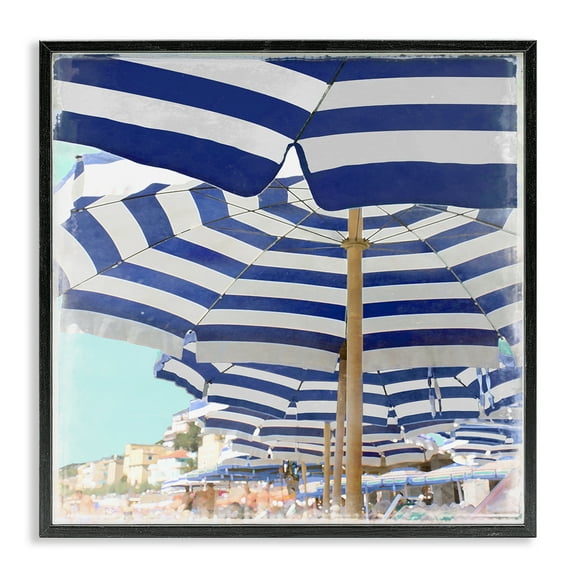 Stupell Industries Under Beach Umbrellas Nautical & Beach Painting Black Framed Art Print Wall Art, 12 x 12