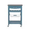 thumbnail image 3 of Riverbay Furniture Transitional Wood/Stainless Steel Kitchen Cart in Slate Blue, 3 of 15