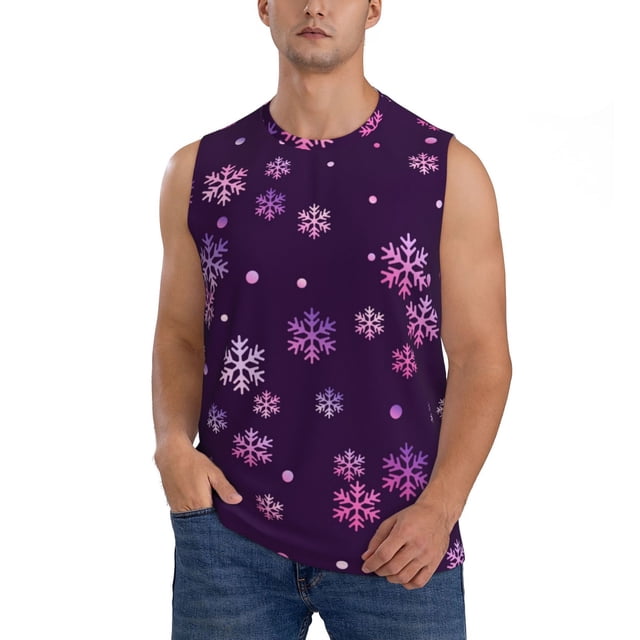 Balery Purple Snow Flakes Camisetas sin mangas para hombre, absorbe la humedad y protege contra el mal olor.-Small