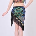 thumbnail image 7 of Xfvqtps Woman Sequin Dance Skirt Tassel Triangular Belt Belly Dancing Waist Towel Waist Chain Hip Towel Performance Skirt Green, 7 of 7