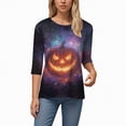 thumbnail image 4 of Godom Women's Funny Halloween Tee Pumpkin Graphic T Shirts Shirt 3/4 Sleeve Shirt Tops, 4 of 6