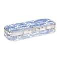 thumbnail image 2 of Plastic Pencil Box Large Capacity Pencil Boxes Clear Boxes with Snap-Tight Lid Stylish Office Supplies Storage Organizer Box Blue Floral Pattern, 2 of 7