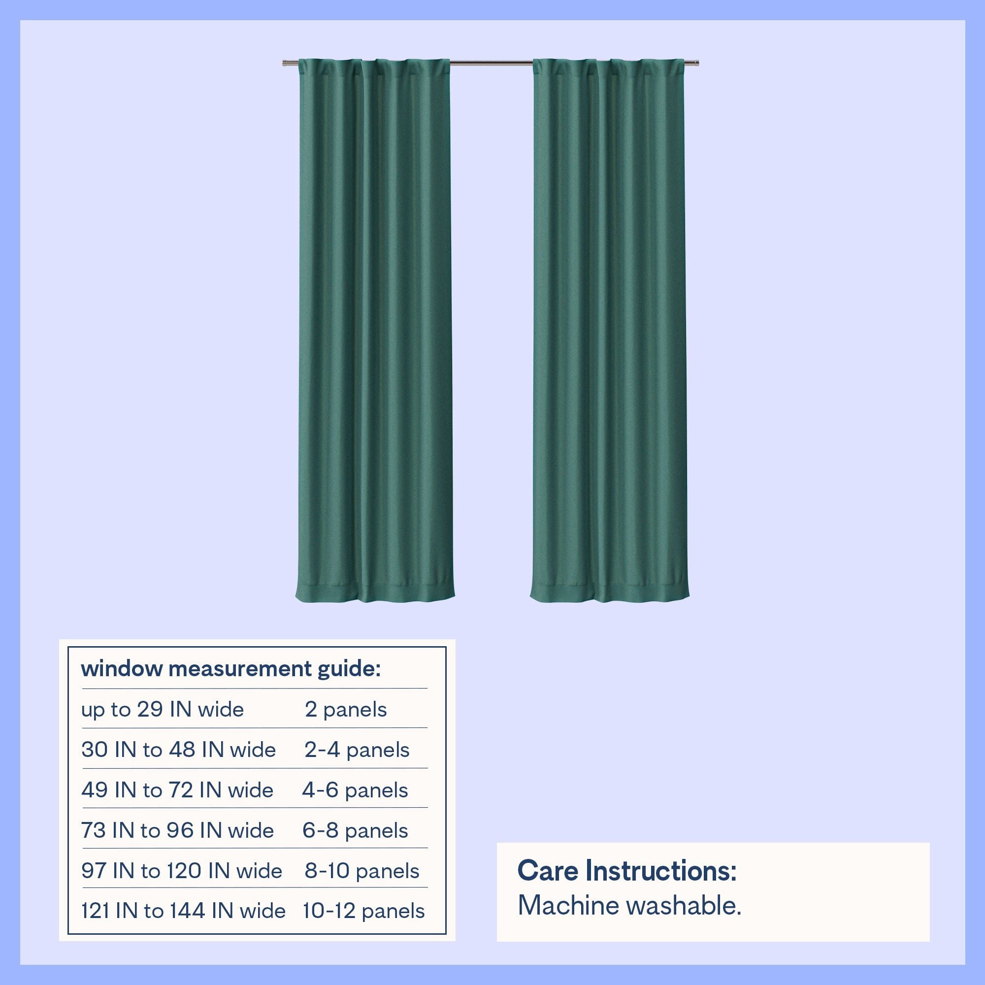 Mainstays Kids Dark Green Solid Blackout Rod Pocket with Back Tabs Curtain Panel Pair, Set of 2, 30" W x 95" L