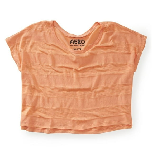Aeropostale Womens Cropped Striped Dorm Pajama Sleep T-shirt, Orange, X-Large