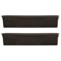 36 Inch Rectangular Indoor Outdoor Medallion Hanging Windowsill Garden Box Planter, Black (2 Pack)