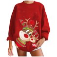 thumbnail image 2 of ICHUANYI Clearance Women's Christmas Casual Long Sleeve Round Neck Printed Ladies Sweatshirt Tops(Red, S) ICHUANYI WER2023081501073, 2 of 6