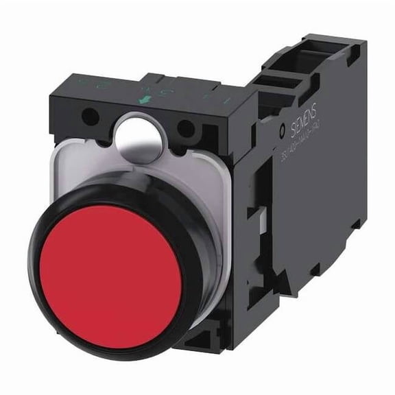 Siemens Push Button,22mm,Red,Plastic Bezel 3SU1100-0AB20-1FA0