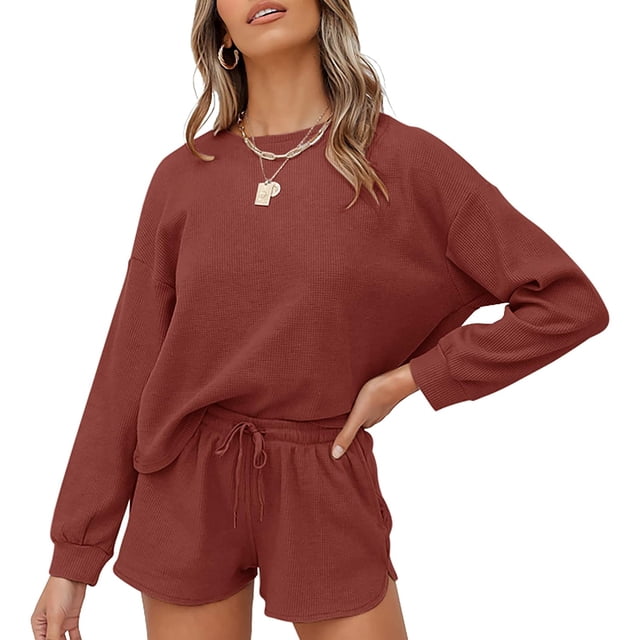 Costume Décontracté Femme Automne Col Rond Manches Longues + Cordon