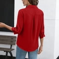 thumbnail image 3 of GUACER Women's 3/4 Sleeve Tops Casual Collared V Neck Blouses Loose Fit Cotton Linen Tunic Shirts for Ladies, 3 of 5