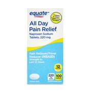 Equate Naproxen Sodium Tablets USP, 220 mg, Pain Reliever and Fever Reducer, 100 Count