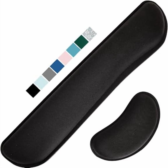 Silky Gel Memory Foam Wrist Rest for Computer Keyboard,Mouse,Ergonomic Design for Typing Pain Relief,Desk Pads Support Hand and Arm,Mousepad Rests,Stain Resistant,2 Piece Pad,Black
