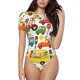 thumbnail image 1 of Balery Transports with Animals Body de cuello redondo de manga corta para mujer Tops de manga corta Tops básicos-Medium, 1 of 7