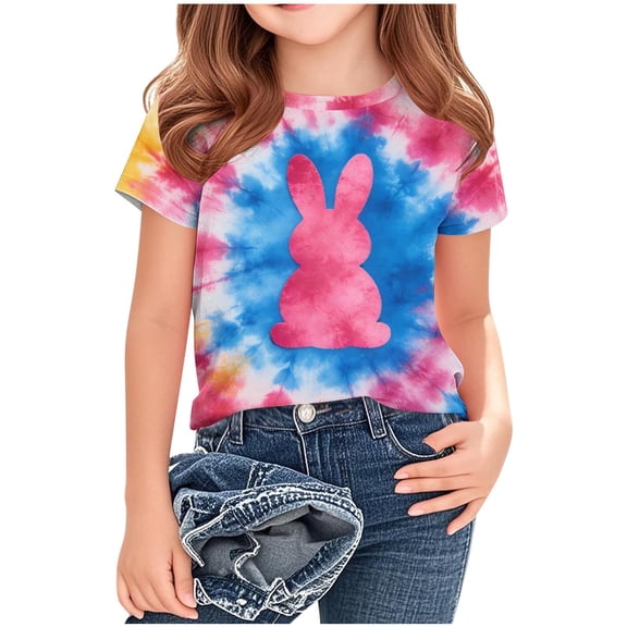 NAISIBABY Girls Graphic Tee Size 10, Summer Casual Short Sleeve Crew Neck Fashion Easter Tee (3-14T)