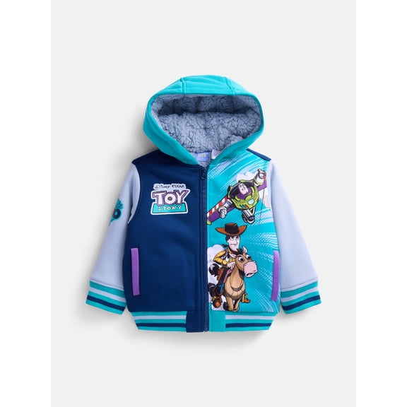 Disney Toy Story Toddler Boys Colorblock Full Zip Hooded Varsity Jacket, Sizes 2T-5T