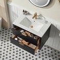 thumbnail image 5 of 30" Floating Bathroom Vanity with Ceramic Sink,Wall Mounted Black Fluted Cabinet with 2 Golden Metal Handle Drawers,Modern Vanity Design, Easy Assembly, 5 of 10
