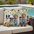 thumbnail image 5 of Dogs Pillow Covers 2 Pack Watercolor Spring White Yellow Daisy Sunfower Floral Leaf Colorful Plaid Pillowcase Waterproof Outdoor Throw Pillow Cover for Patio Garden Square Cushion 18”x18”, 5 of 9