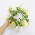 thumbnail image 4 of Yellow Bloom And Eucalyptus Wreath, Spring Summer Flower Door Hanger, Artificial Bloom Wreath for Wedding Decoration, Front Door Seasonal Decor, Home Wall Window Ornament, Small Flower Wreath *1, 4 of 9