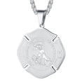 thumbnail image 1 of FaithHeart Saint Florian Pendant Necklace Stainless Steel Fire Fighter Protector Shield Medal, 1 of 6