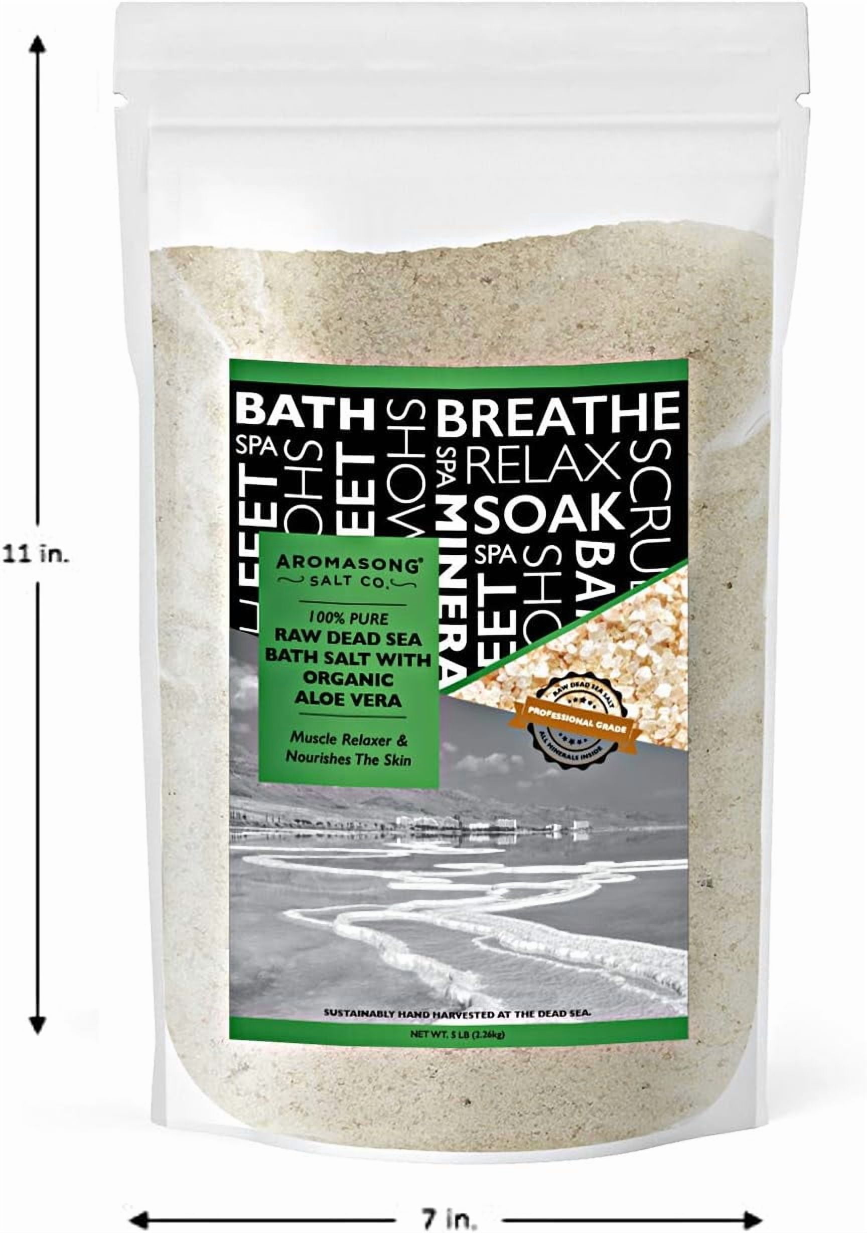 Aromasong Raw Dead Sea with Organic Aloe Vera Bath Salts, 5 lbs Bulk Pack