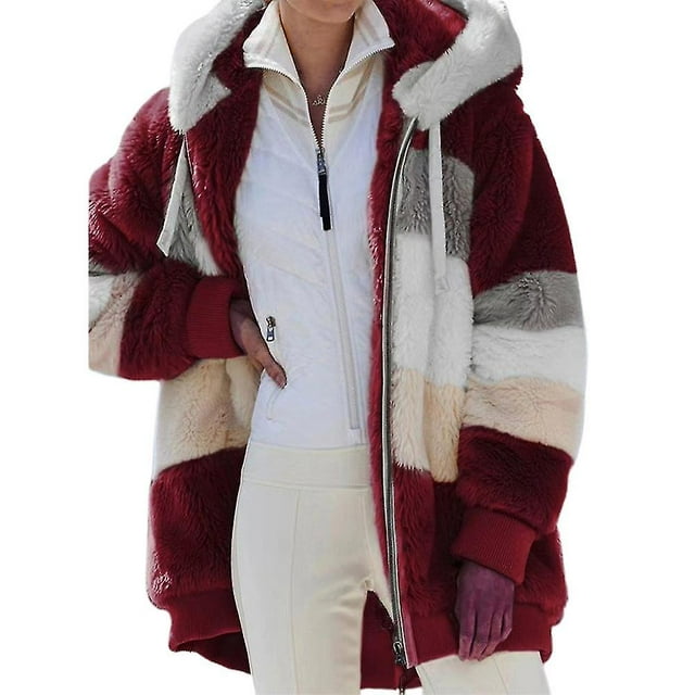 Veste en Polaire à Capuche Ourson à Manches Longues pour Femmes, Manteau Chaud d'Hiver