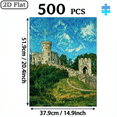 thumbnail image 3 of 500pcs Van Gogh-Style Castle in the Clouds Puzzle for - Medieval Castle Starry Sky Inspired Art, Challenging Large with Green Fields Blue Brushstrokes, Gift for Artists (Beginner-Friendly), 3 of 9