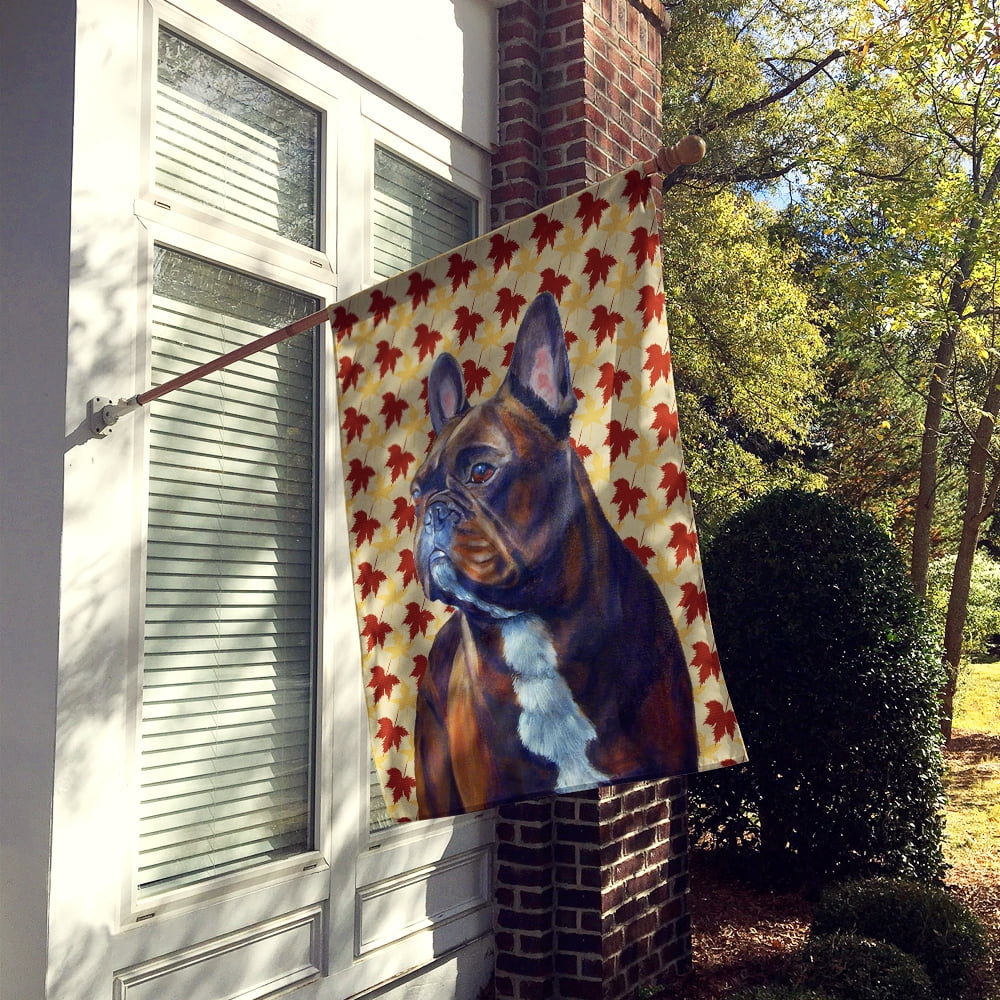 French Bulldog Fall Leaves Portrait Flag Canvas House Size