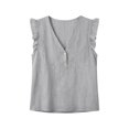 thumbnail image 3 of Women Leaf Shaped V Neck Top Solid Color Casual Summer Blouse with Ruffled Detail,Grey,3XL, 3 of 3