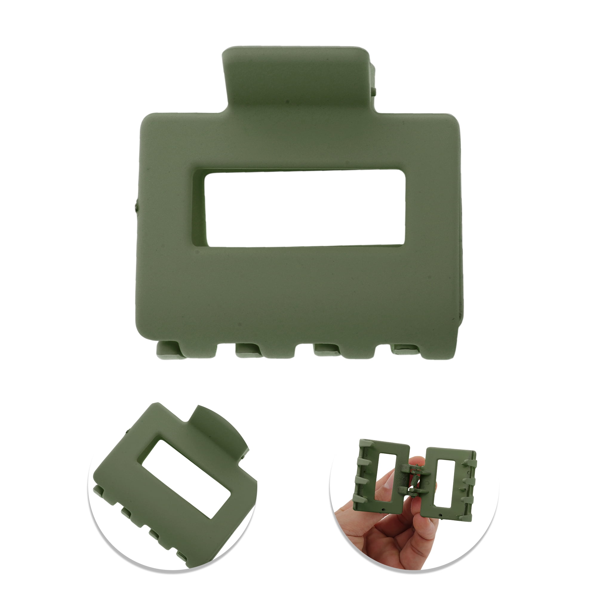 Unique Bargains Rectangle Frosted Hair Clips 1 Piece Hair Accessory Home Use Green