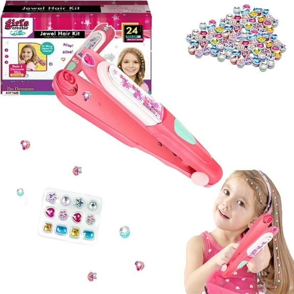 BUTOMKY Hair Gem Stamper Kit - Glitter Diamond Hair Styling Tools, Reusable Shining Bling Hair Jewels Accessories, Birthday Christmas Gifts for Girls 3-12