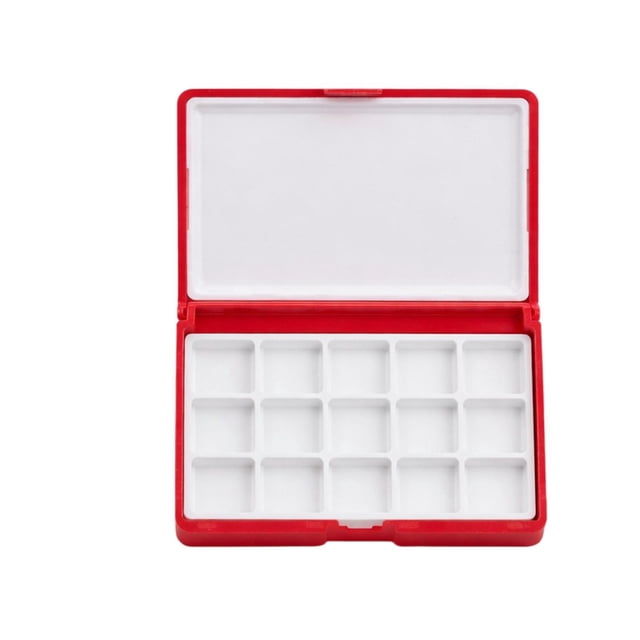 Mini paleta de acuarelas de 12 compartimentos con tapa, bandeja portátil para acuarelas. Rojo