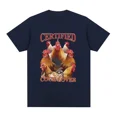 thumbnail image 4 of Camiseta con estampado de pollo y meme de pollo certificado para amantes de los gallos, divertida camiseta para hombre y mujer, 100 % algodón, informal, de manga corta, de gran tamaño, ropa de calle, 4 of 5