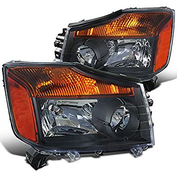 Spec-D Tuning 2LH-TIT08JM-RS Nissan Titan Pickup Armada Amber Black Diamond Headlights Pair