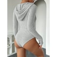 thumbnail image 2 of Body à Capuche Côtelé à Cordon Manches Longues Ajusté Printemps Automne pour Femmes, 2 of 9