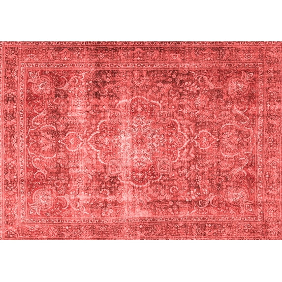 Ahgly Company Indoor Rectangle Medallion Red Traditional Area Rugs, 7' x 9'