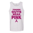 thumbnail image 2 of Wild Bobby Tough Guys Wear Pink Distressed Breast Cancer Awareness Men Tank Top, White, 3X-Large, 2 of 6