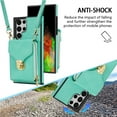 thumbnail image 5 of ELEHOLD Crossbody Wallet Case for Samsung Galaxy S22 Ultra,Premium Leather Case with Card Holders Zipper Pocket Metal Snap Stand Function Detachable Shoulder Strap Luxury Case for Women,Mint, 5 of 7