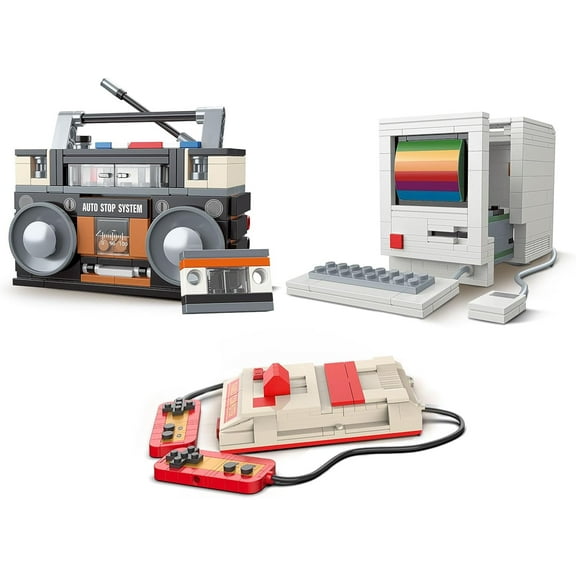 3 in 1 Vintage Model Building Set for Adults Girls Boys 14 , Retro Game Console Computer Radio Collectible and Display Model Home Office Decor, Creative Birthday Gifts