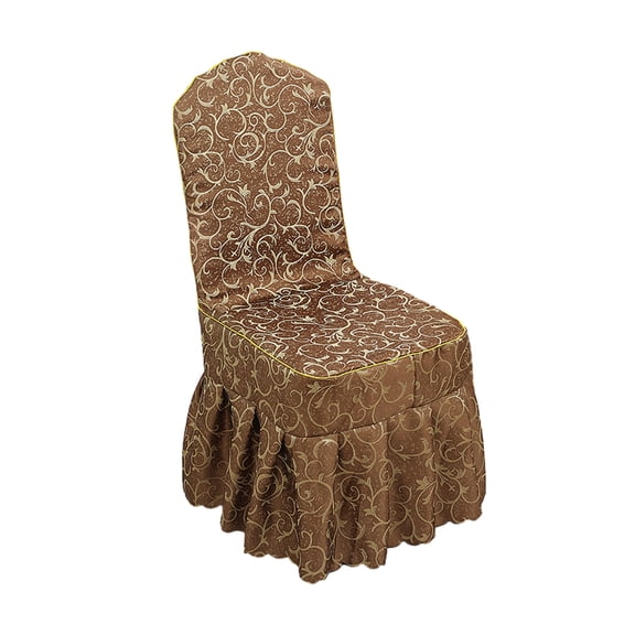 Chair Covers with Skirt, Stretch Chair Slipcovers Dining Room Chair Covers Washable Chair Protector for Home Wedding Party - Coffee color