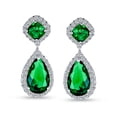 thumbnail image 2 of Bling Jewelry Womens Cocktail CZ Halo 7CT Statement Emerald Green Teardrop Chandelier Earrings, 2 of 6