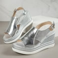 thumbnail image 5 of NOKIO Women Metallic Slingback Wedge Sandals Glamorous Summer Boho Sandals Shoes Orthopedic Wedge Sandals for Women Summer Dressy Ankle Strap Platform Sandals Casual Strappy Wedges Sandals, 5 of 8