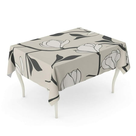 

KDAGR Colorful Pattern Magnolia Flower Floral Simple Branch Leaf Silhouette Tablecloth Table Desk Cover Home Party Decor 60x84 inch