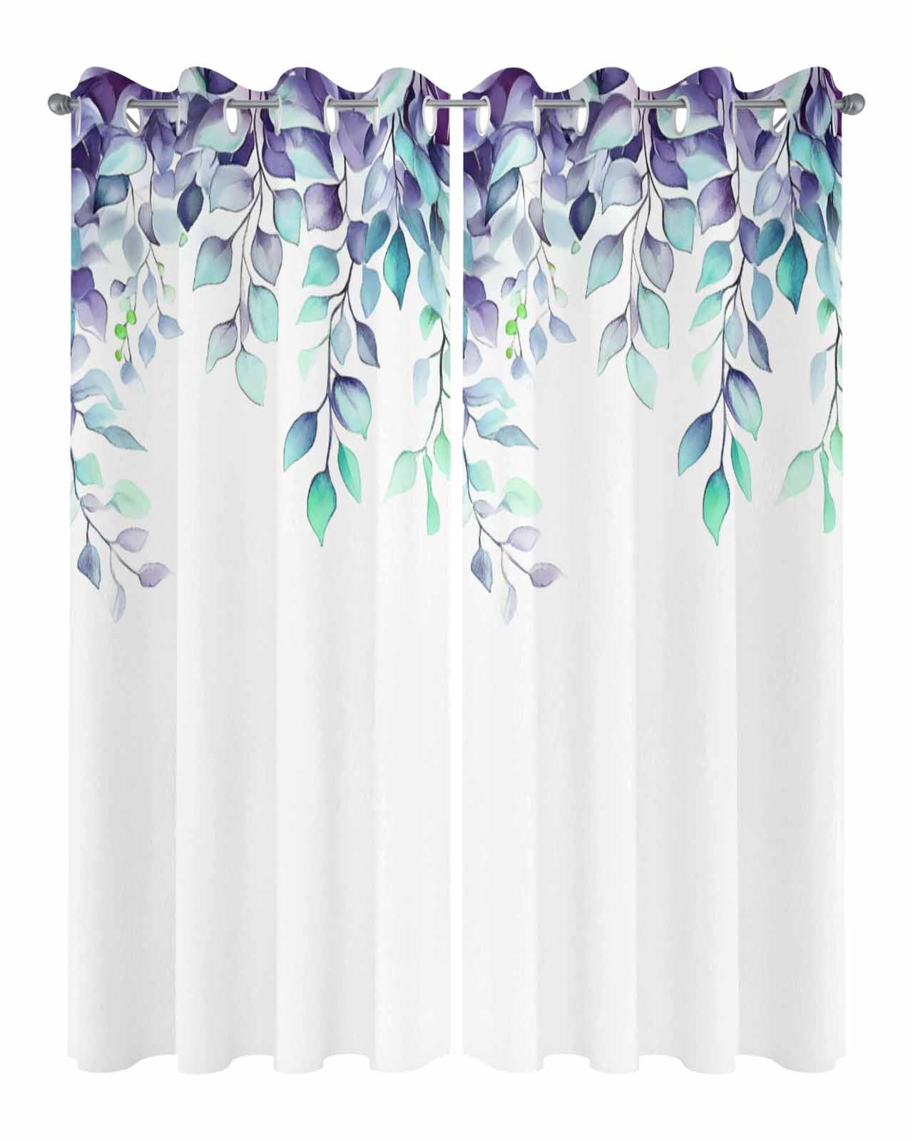 nqOlkjepod Outdoor Curtains for Patio Waterproof, Watercolor Eucalyptus Outdoor Privacy Panels Grommet, Spring Leaves Vintage Farmhouse Blackout Outside Curtains for Porch/Cabana 54"x95", 2 Panels